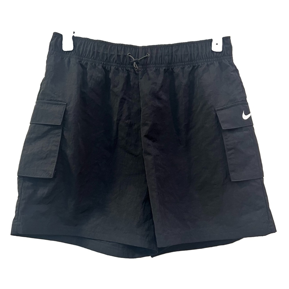 Nike Womens Essential Woven High Rise Cargo Shorts Med DM6247-010 Black MSRP $52